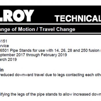 Technical bulletin released for pipe stand range of motion