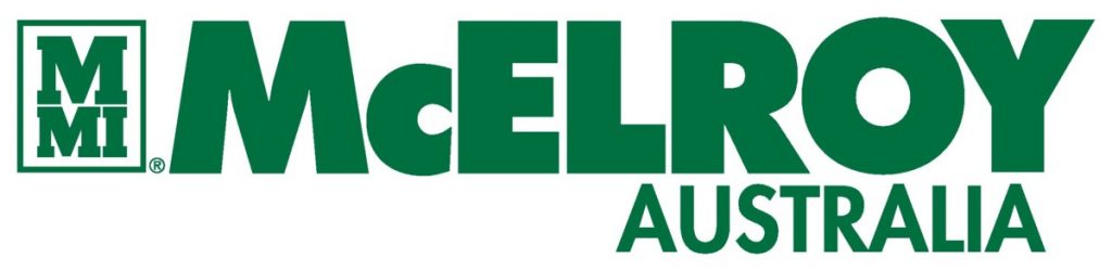 Logo with a green M MI in a square on the left, followed by bold green text McELROY and smaller green text AUSTRALIA underneath on the right. White background.